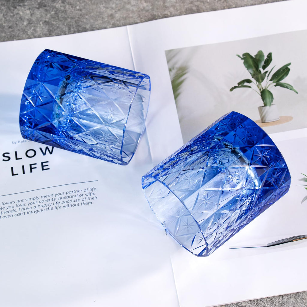 KAMMAK Crystal Whiskey Glasses Set of 2, Handcrafted 7.1oz Old Fashioned Glasses Stemless, Luxury Cocktail Glasses, Hand Blown Scotch Cup for Women, Men Gift for Rocks, Bourbon Barware, Bar