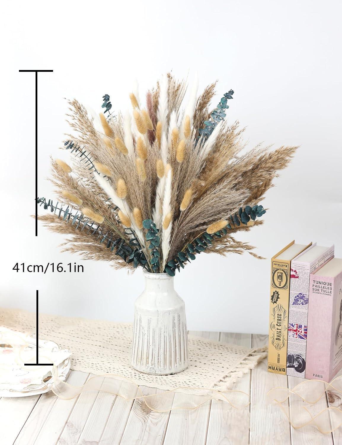 xin's convey 120 PCS Dried Pampas Grass, Dried Flowers, Reed Grass Bouquet for Bohemian Flowers Home Table Wedding Decoration, Rustic Farmhour.(Light Brown) - Handmade Lifestyle Shop