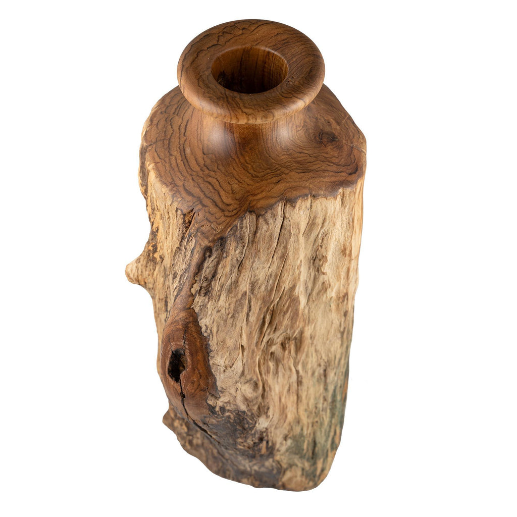 Vitex Pubescens Vahl Handcrafted Natural Wooden Vase; H(11.8”) x D(5"-6.5"); Unique Wooden Vase - Handmade Lifestyle Shop