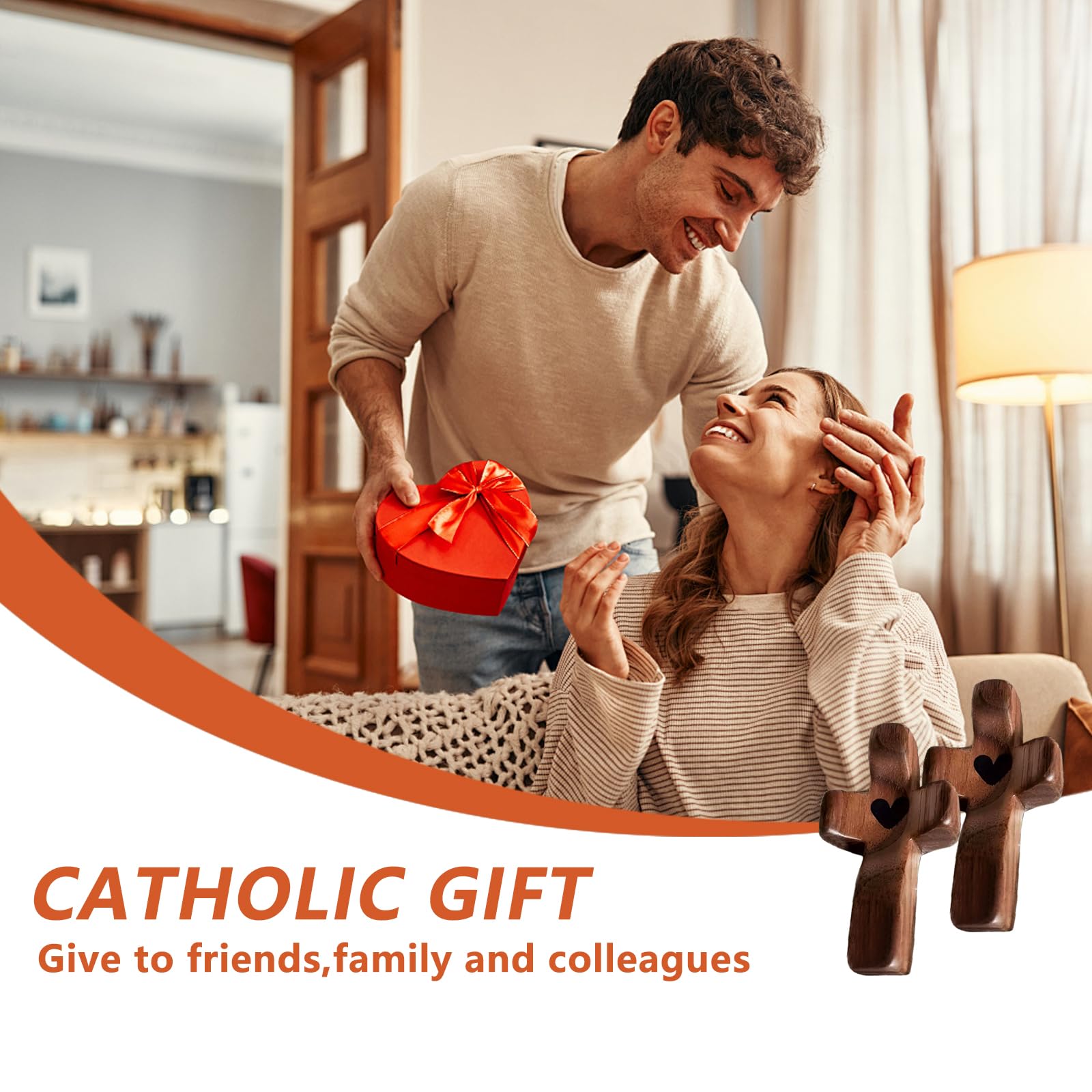 3-Pack Wooden Cross Fidget, Handmade Pocket Wood Crosses, Cross My Heart | Encouragement Gift, Relieve Anxiety for Yourself, Inspirational Easter Gift for Christian Faith, Prayer, Valentines Day Gifts