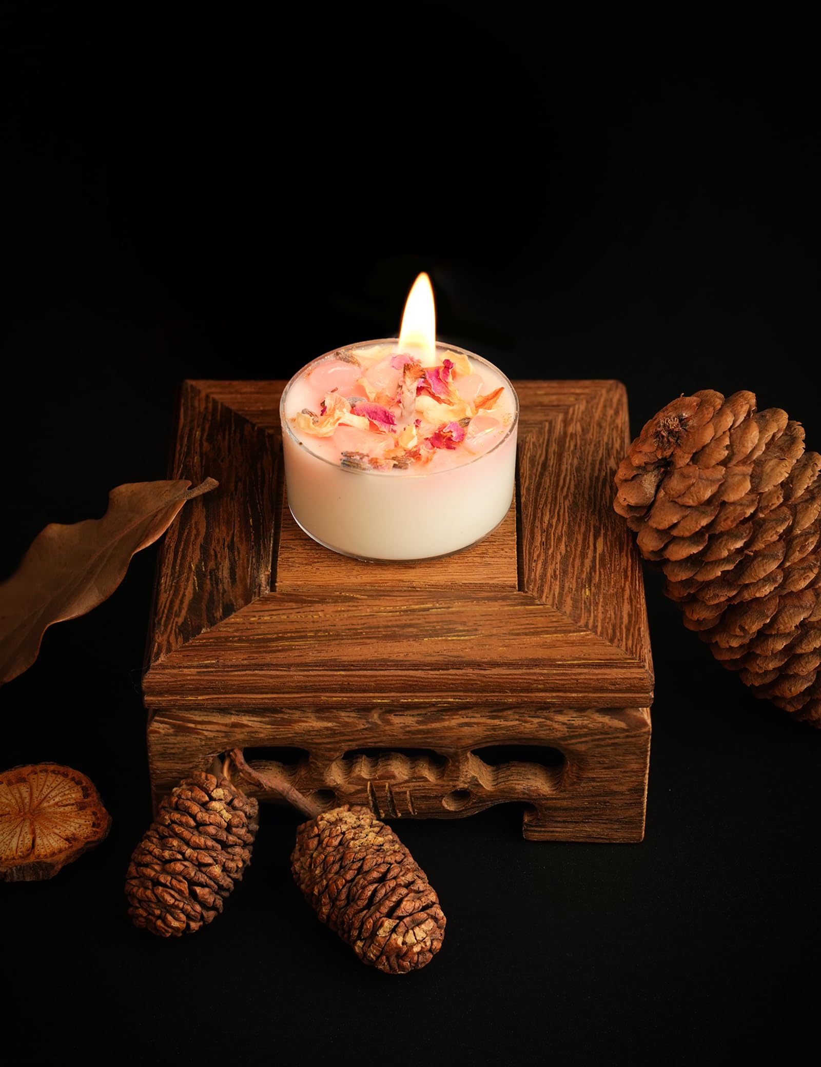 Tealight Soy Candles with Crystals and Herbs, Handmade Energy Candles, Aromatherapy Candles. (Mixed)