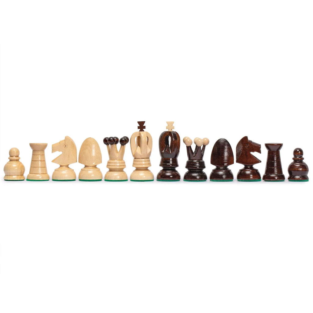 Husaria European International Chess Wooden Game Set, King's Classic - 13.8 Inches Medium Size Chess Set with Handcrafted Chessmen and Felted Folding Board - Handmade Lifestyle Shop