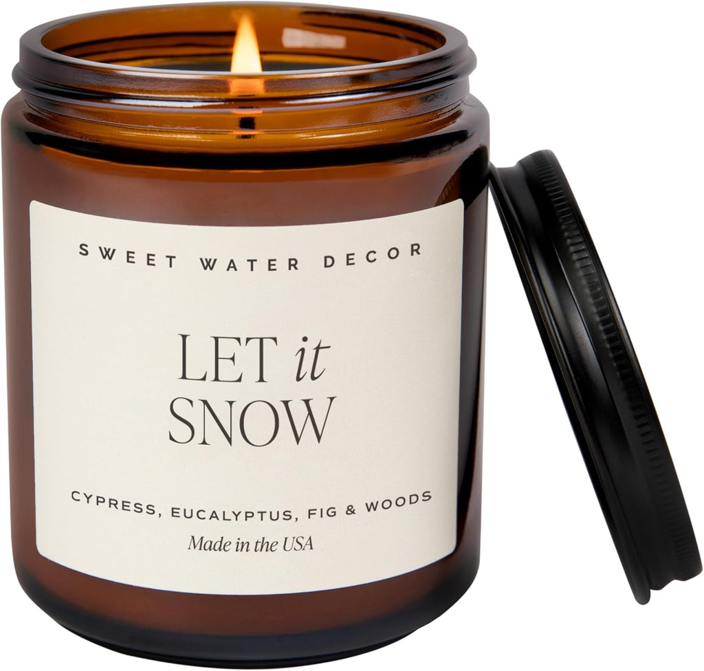 Sweet Water Decor Warm and Cozy Soy Candle - Orange Peel, Cinnamon, Ginger and Clove Scented Candles for Home - 9oz Amber Jar + Black Lid, 40+ Hour Burn Time, Made in The USA