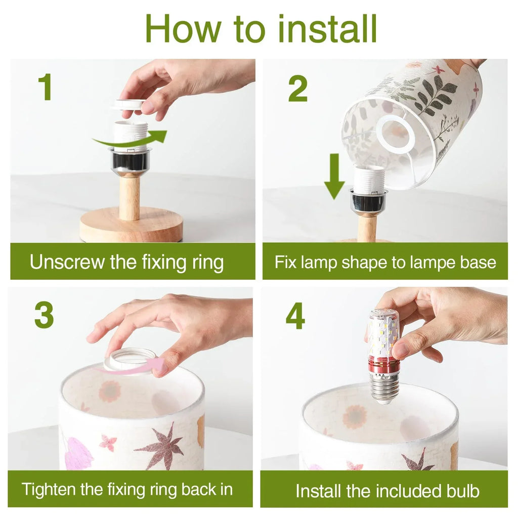 Dried Flowers Small Table Lamp 5W LED 3-Color Bedside Lamp Pressed Flowers Lampshade with Wood Base for Bedroom Living Room Desk Nursery - Handmade Lifestyle Shop