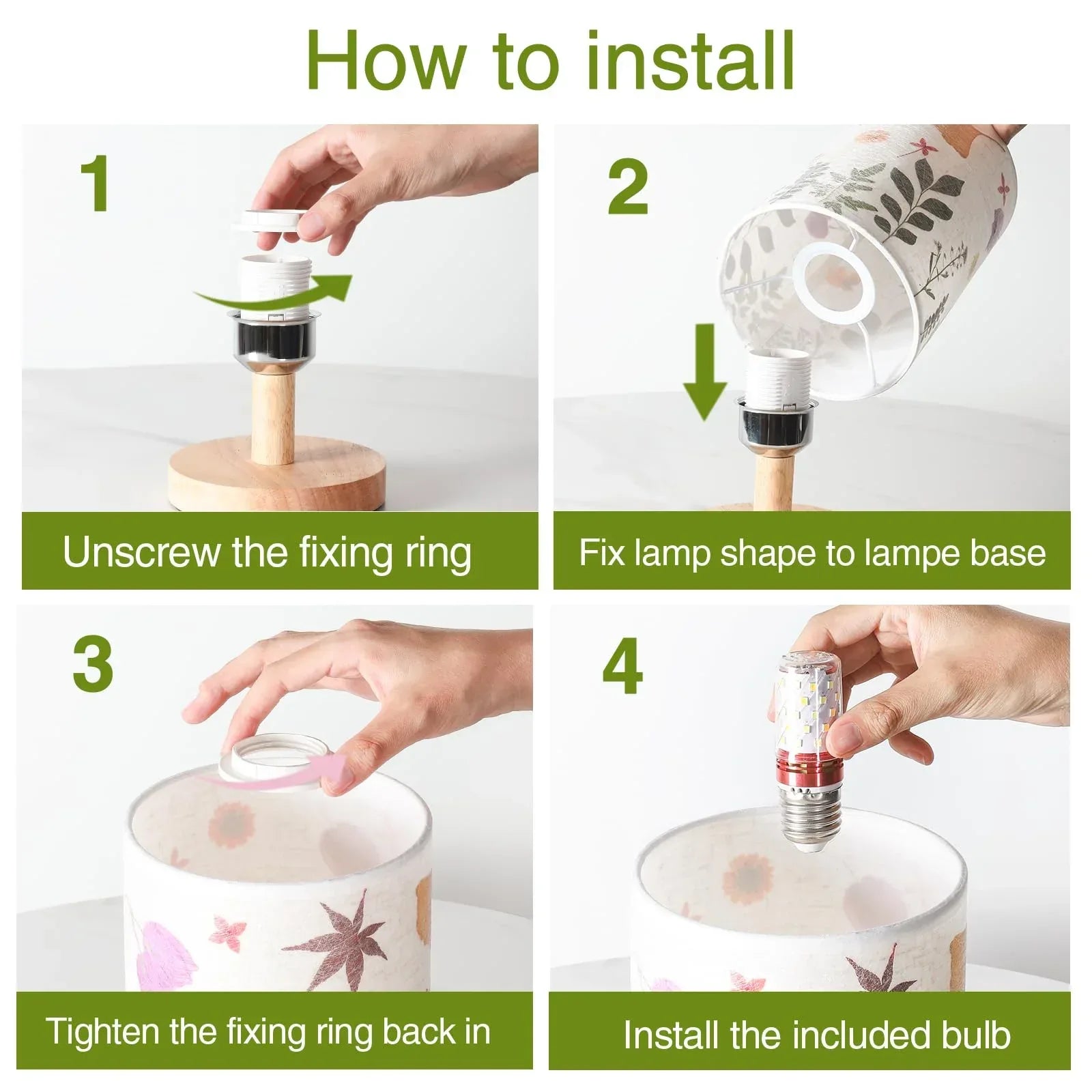 Dried Flowers Small Table Lamp 5W LED 3-Color Bedside Lamp Pressed Flowers Lampshade with Wood Base for Bedroom Living Room Desk Nursery - Handmade Lifestyle Shop