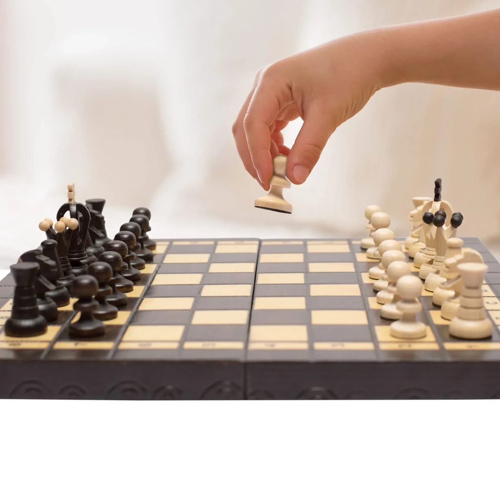 Husaria European International Chess Wooden Game Set, King's Classic - 13.8 Inches Medium Size Chess Set with Handcrafted Chessmen and Felted Folding Board - Handmade Lifestyle Shop