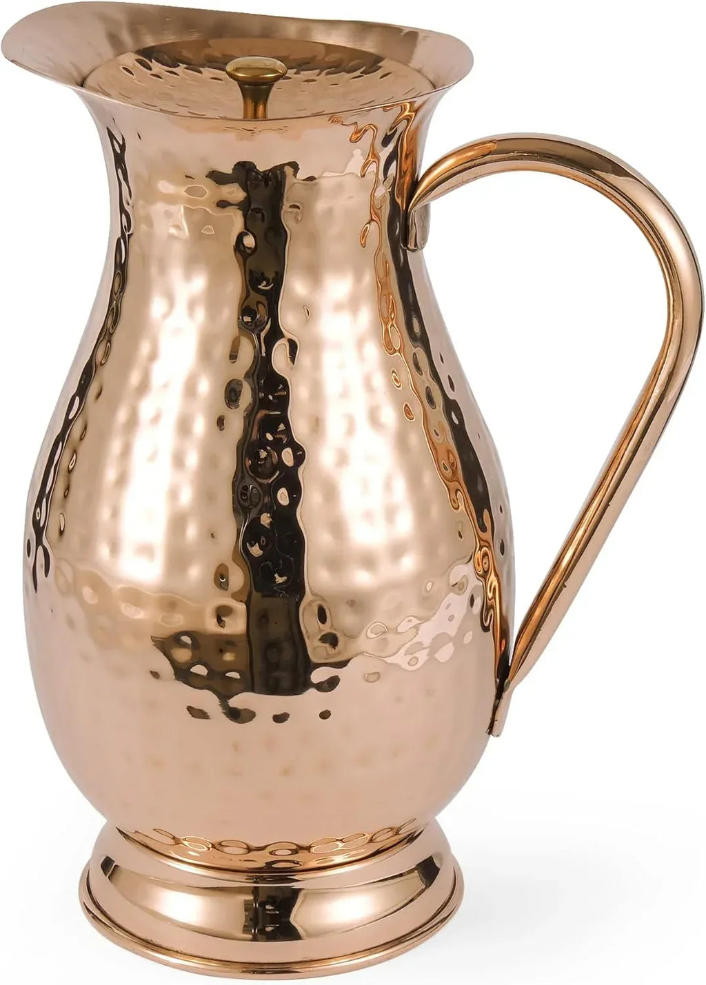 Pure Copper Pitcher with a Lid, Large Size Solid Handcrafted Copper Water Hammered Jug, Capacity 70 Oz/2000ml, Copper Carafe For Home, Hotels & Gifting - Handmade Lifestyle Shop