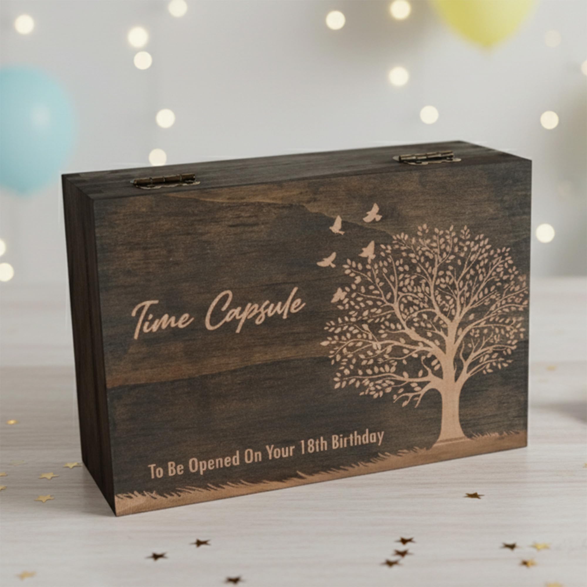 Engraved Memorial Memory Box – Wooden Keepsake Box for Loss of Loved One or Pet – Sympathy Gift – Medium Size – Dark Walnut Finish – 8.5 x 6 x 3 in