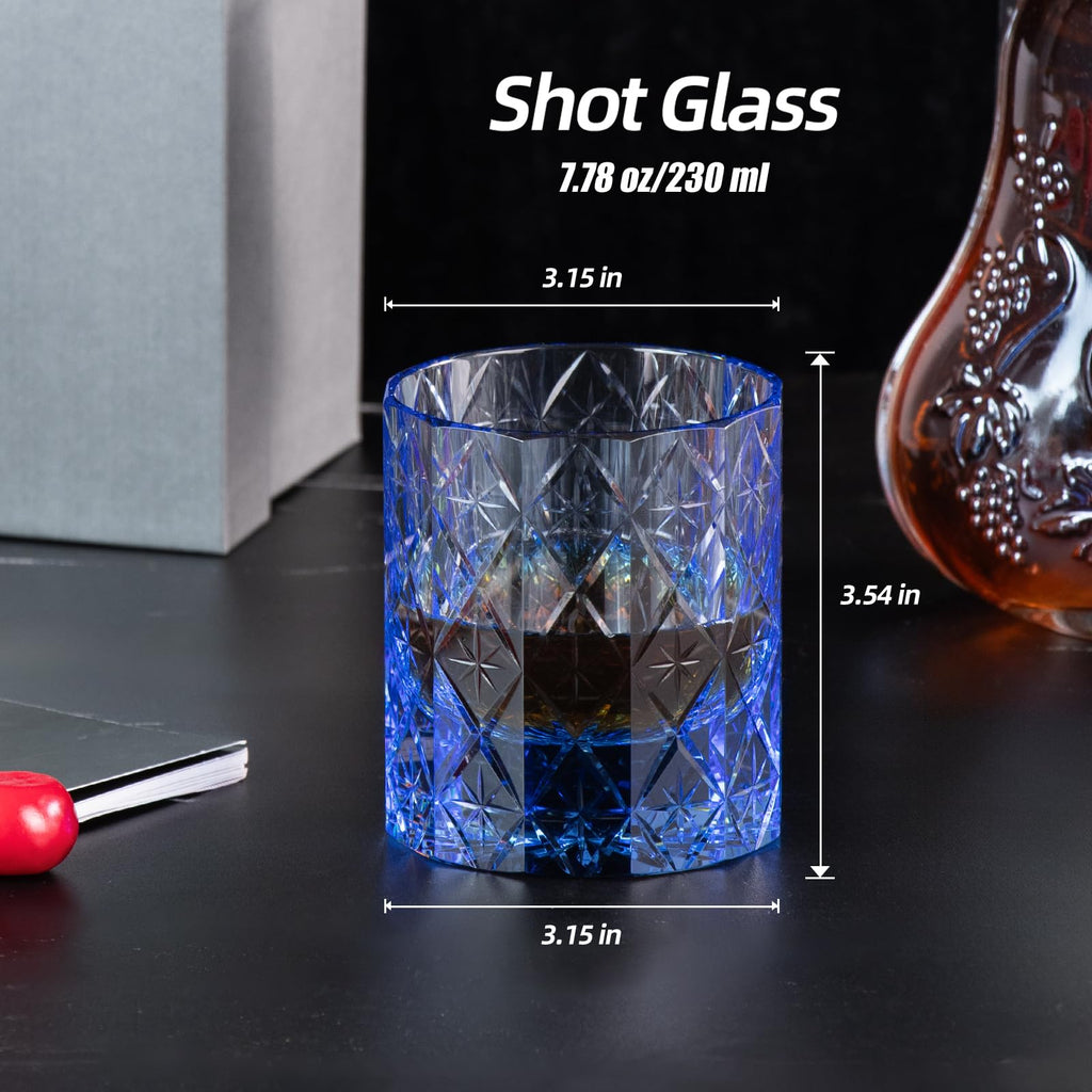 KAMMAK Crystal Whiskey Glasses Set of 2, Handcrafted 7.1oz Old Fashioned Glasses Stemless, Luxury Cocktail Glasses, Hand Blown Scotch Cup for Women, Men Gift for Rocks, Bourbon Barware, Bar