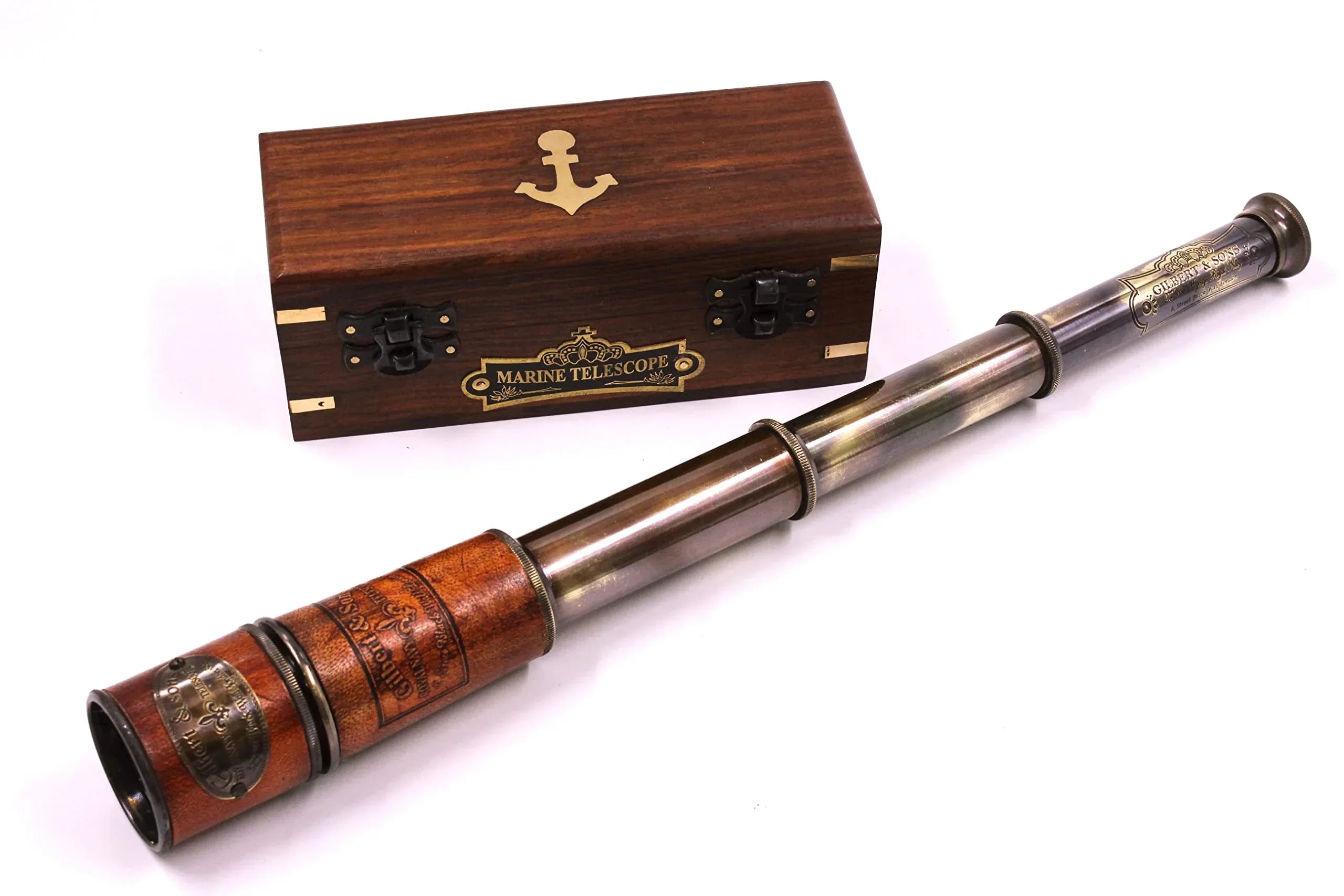 Handcrafted Brass Maritime Telescope with Wooden Box (Style 1) - Handmade Lifestyle Shop