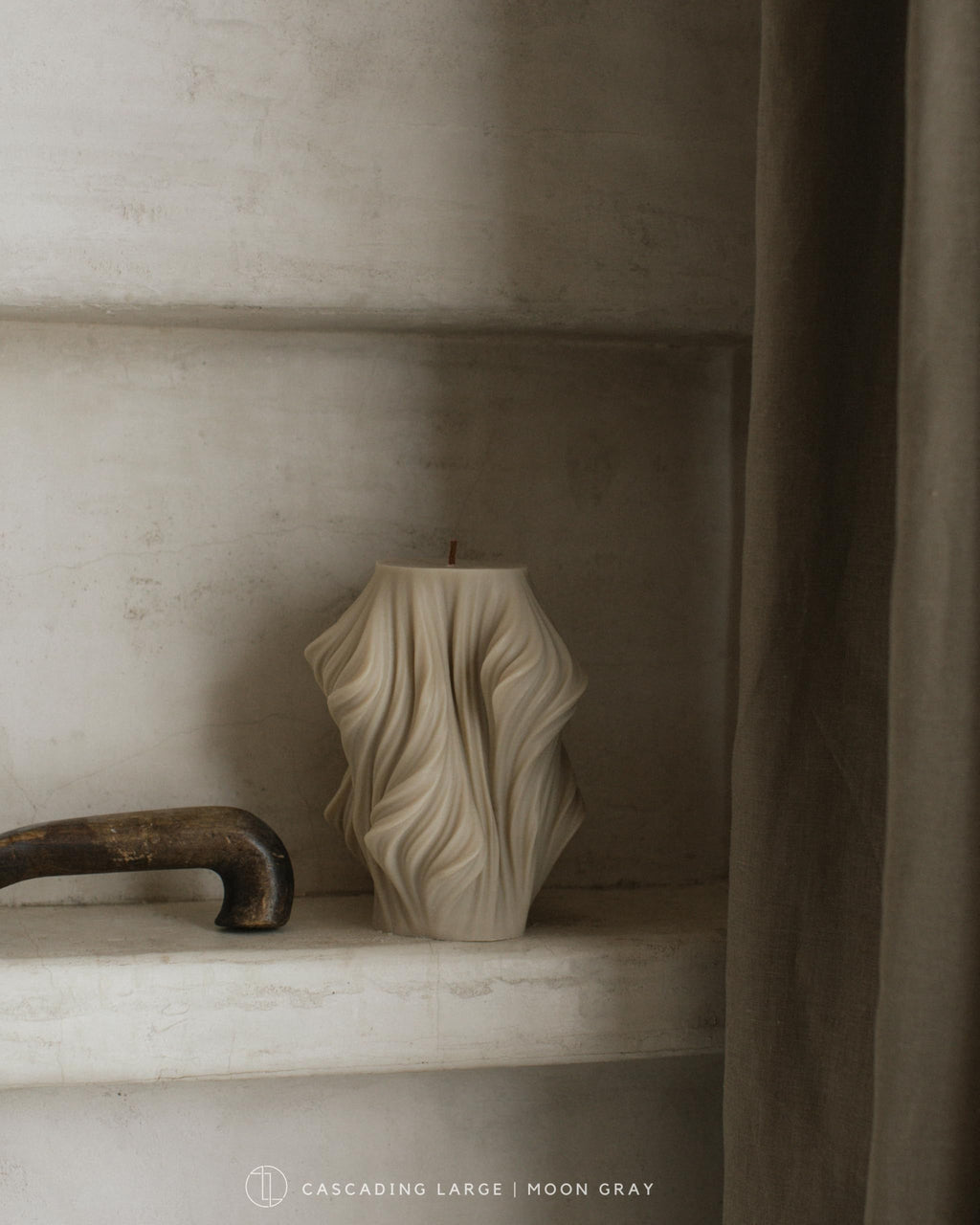 LAWA Cascading Wave Candle - Large Beautiful Handmade Pillar Scented Soy Wax Elegant Bubble Aesthetic Candle Housewarming Gift Home Room Shelf Decor Idea Olive Beige (Large)