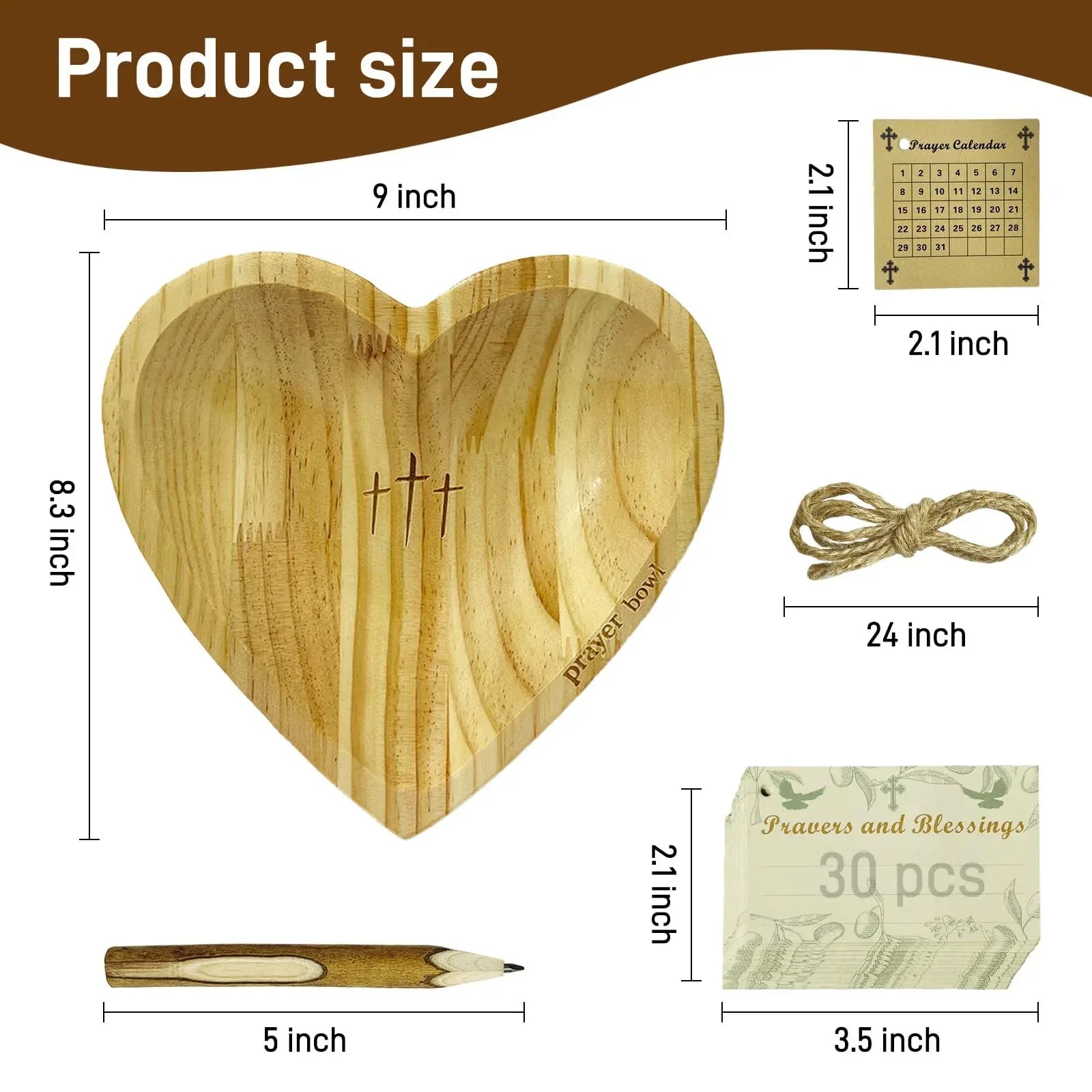Heart Prayer Bowl with 30 Cards, Meaningful Gift for Friend, Handcrafted Wooden Bowl with Cross, Christian Decor, Religious Gift for Women, Mom, Dad, Daughter, or Husband, Perfect for Easter - Handmade Lifestyle Shop