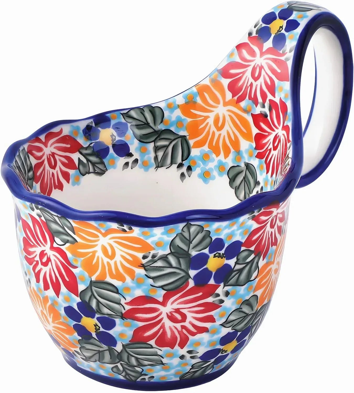 ALMA Handpainted Soup Bowl with Handle, 18.6oz Ceramic Cereal Bowl, Microwave &Dishwasher Safe,Loop Handle Bowl Great for Soup, Chili, Stew, Ice cream - Handmade Lifestyle Shop