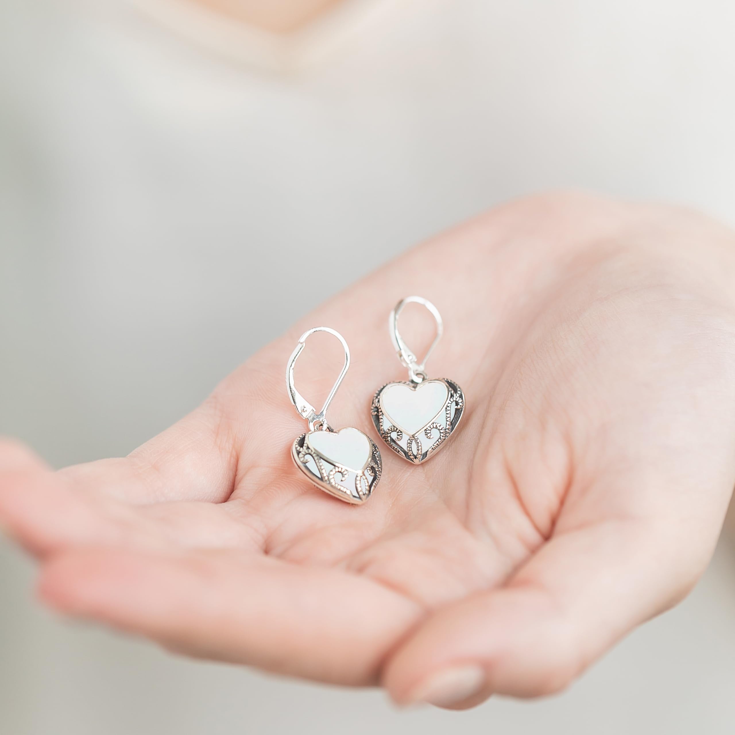 Bottled Up Designs Handmade Homespun Hearts Earrings, Recycled Vintage Glass, Sterling Silver, Eco Friendly, Made in USA, Mothers Day, Women, Anniversary