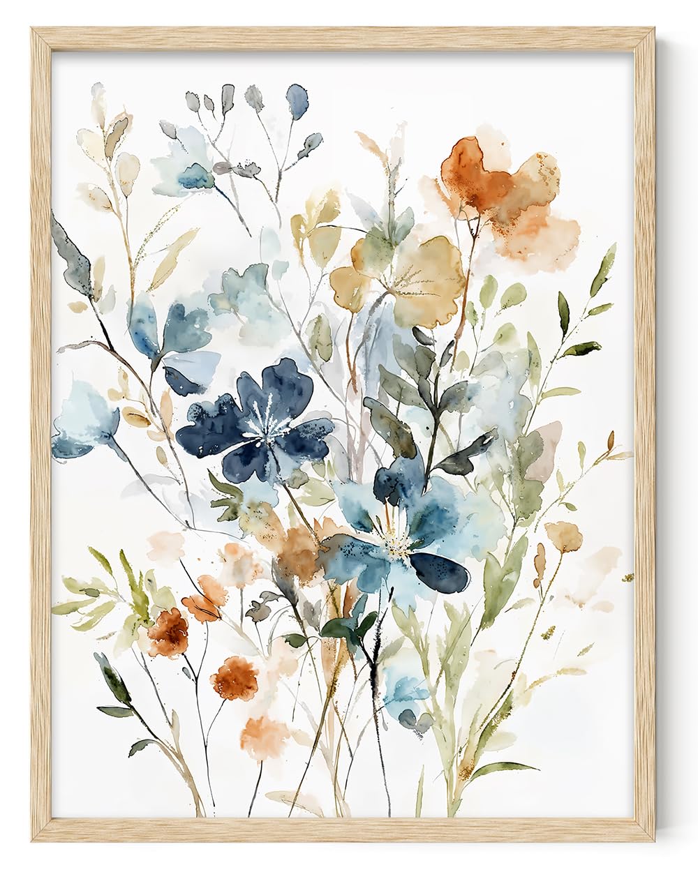 Summer Flowers Floral Artwork Watercolor Painting 11x14 Unframed Poster,Wildflower Wall Art,Abstract Botanical Flower Prints, Muted Floral Painting, Watercolor Prints for Living Room Decor, Art Lovers