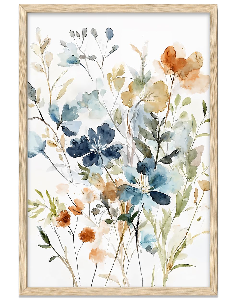 Summer Flowers Floral Artwork Watercolor Painting 11x14 Unframed Poster,Wildflower Wall Art,Abstract Botanical Flower Prints, Muted Floral Painting, Watercolor Prints for Living Room Decor, Art Lovers