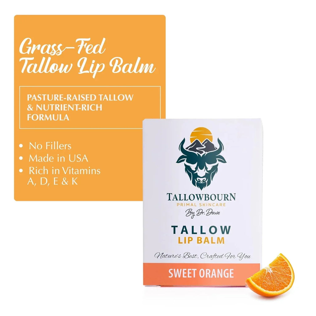 Moisturizing Tallow Lip Balm – Grass-Fed Beef Tallow with Organic Coconut Oil, Beeswax, and Vitamin E – Lip Balm Set – Variety Pack – Travel Essential – 3-Pack - Handmade Lifestyle Shop