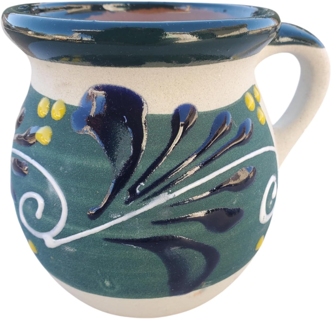 Hand-Painted Mexican clay Mugs, Floral Ceramic Coffee cups, Artisan Handmade Talavera Jarritos Mexican Mugs Tazas de Mexico (Mixed, Single (1))