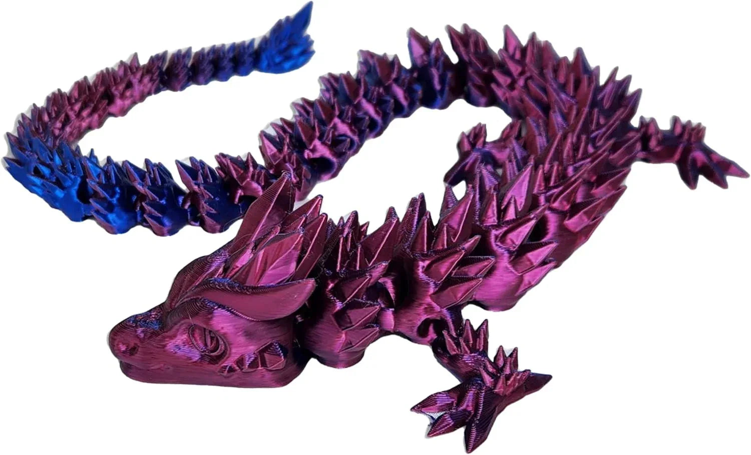 20" Articulated 3D Printed Dragon – Color-Changing Fidget Figurine, Mythical Figure, Made in USA, 3D Printed Toys - Valentines Day Gift for Boys and Girls (Rainbow with Blue Egg) - Handmade Lifestyle Shop