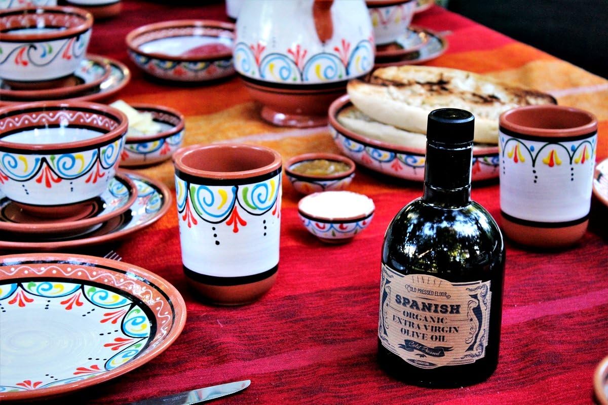 Cactus Canyon Ceramics Spanish Terracotta 5-Piece Cup Set, White