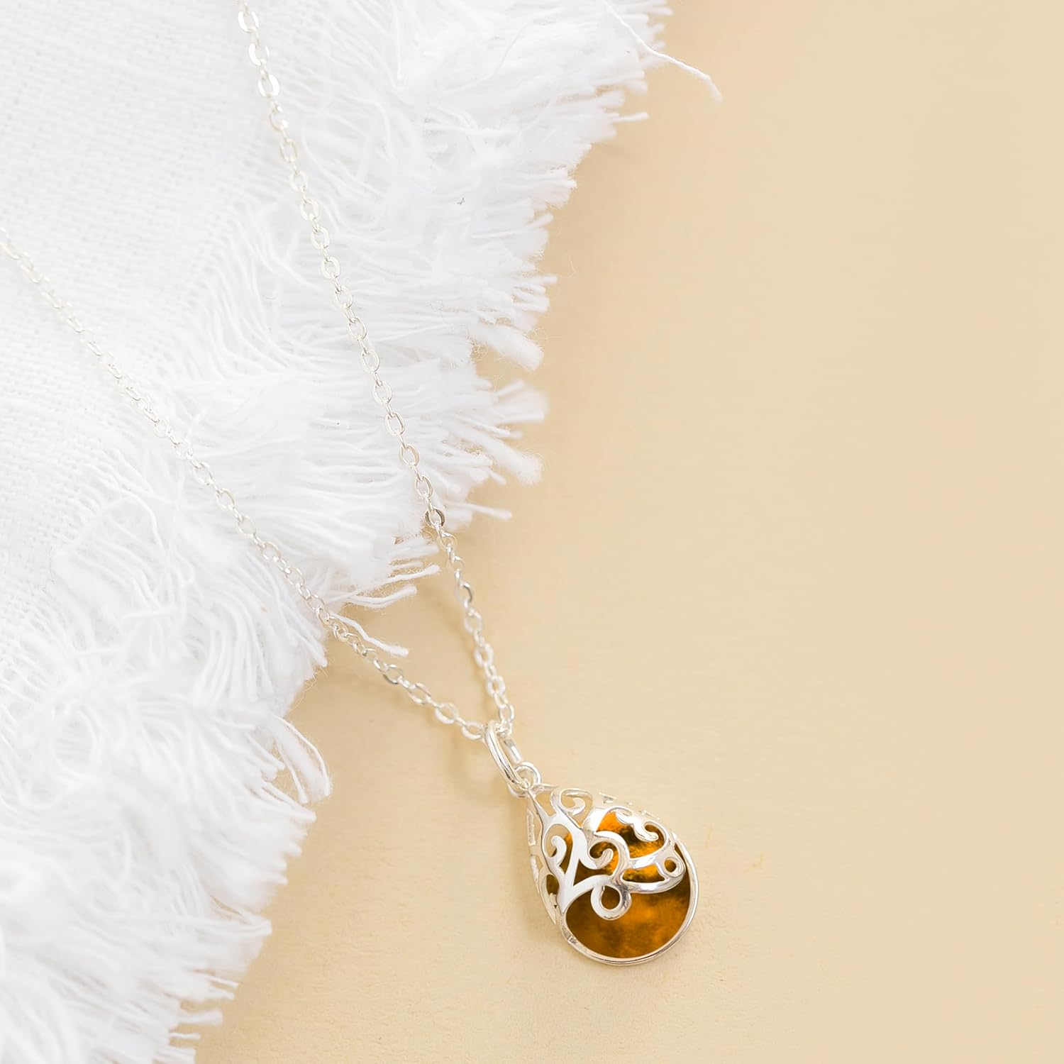 Bottled Up Designs Handmade Filigree Teardrop Necklace, Recycled Antique Glass, Sterling Silver, Eco Friendly, Made in USA, Birthday Gifts, Mothers Day, Women, Anniversary