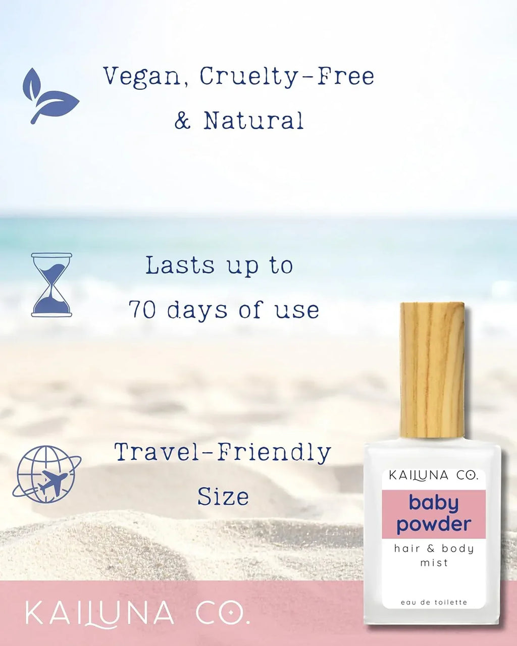 Baby Powder Natural Hair & Body Mist Spray, Pure Essential and Fragrance Oils, Alcohol-Free, Handmade in California, 0.5Fl Oz - Handmade Lifestyle Shop