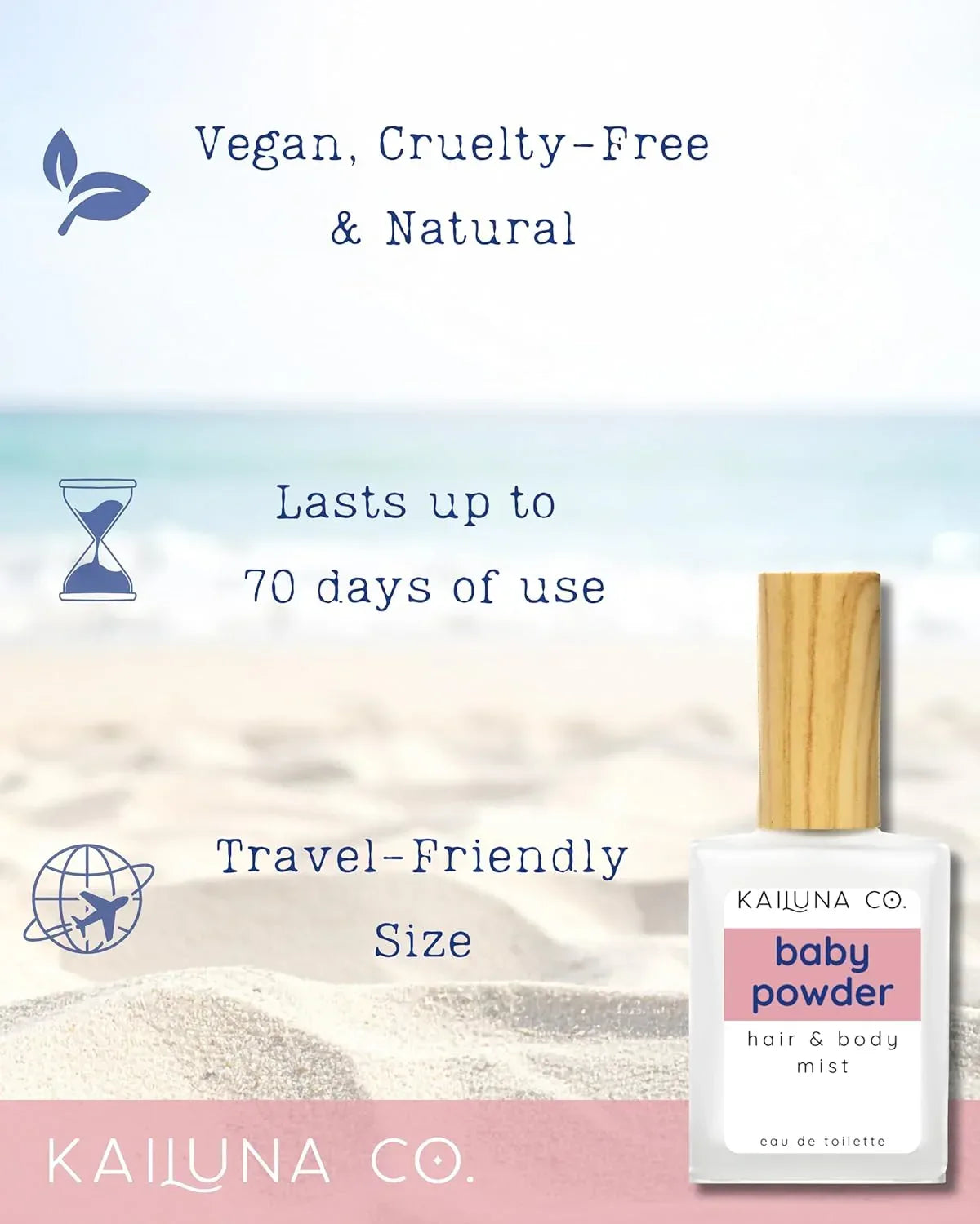 Baby Powder Natural Hair & Body Mist Spray, Pure Essential and Fragrance Oils, Alcohol-Free, Handmade in California, 0.5Fl Oz - Handmade Lifestyle Shop