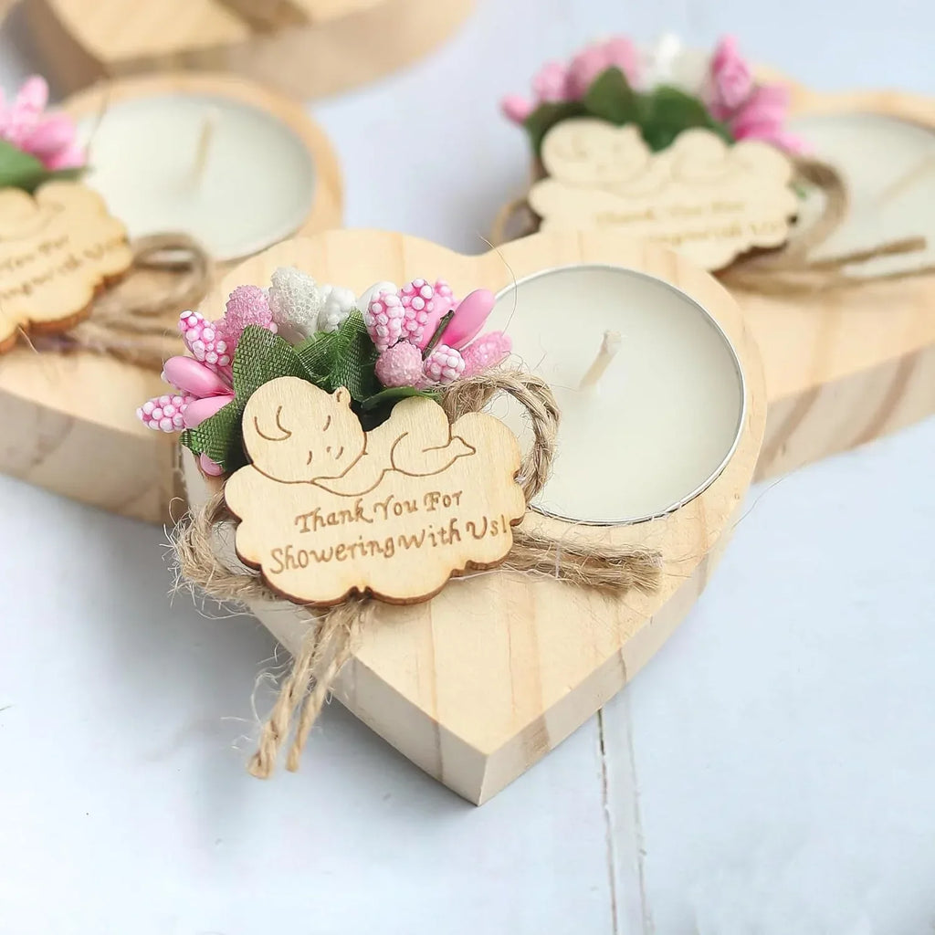 50 Piece Wooden Candle Holders, Baby Shower Party Favors for Boy,Baptism Candle Favors,Baby Christening Favors for Guests. (blue) - Handmade Lifestyle Shop