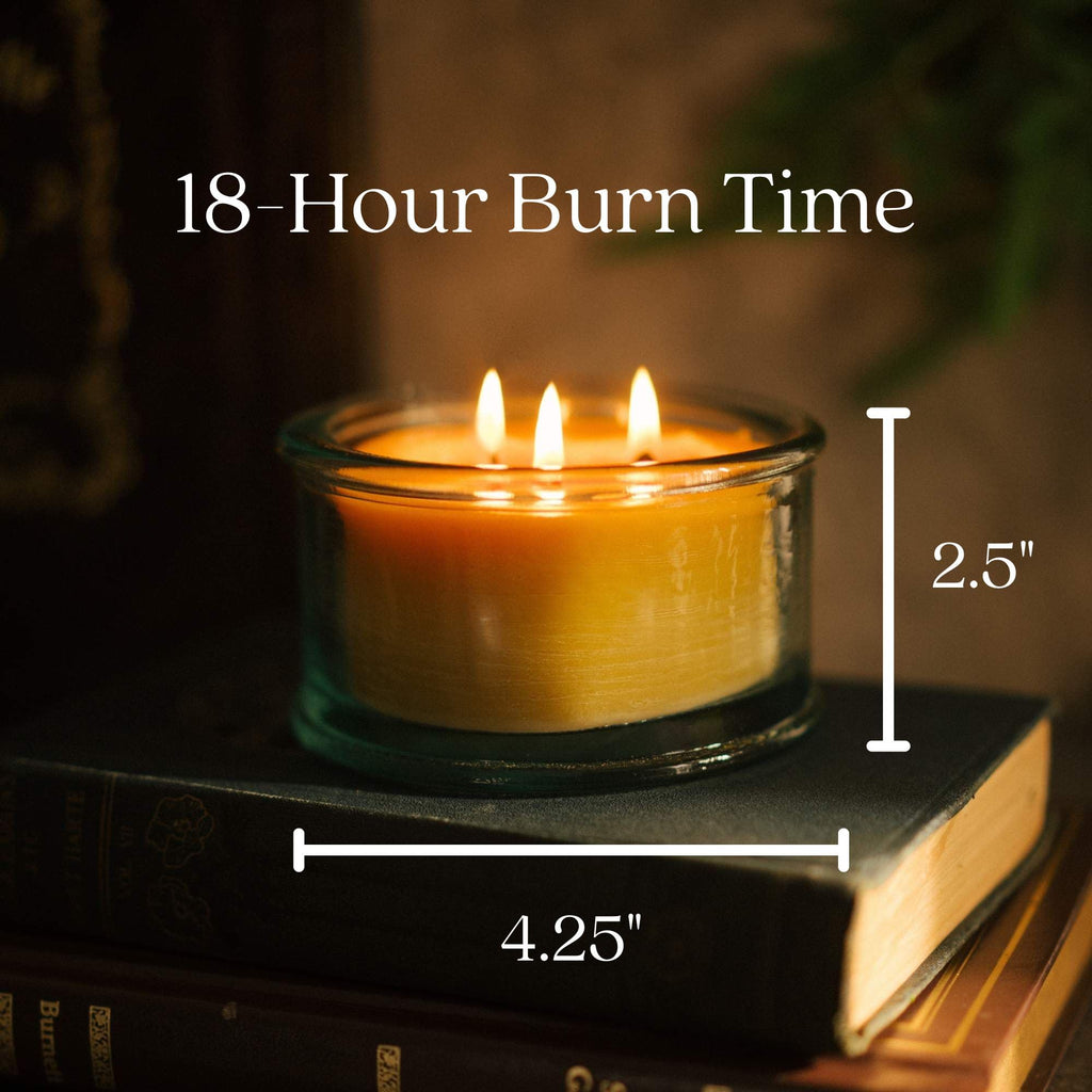 Bluecorn Beeswax 3-Wick Candle, 100% Pure Bees Wax, Yellow, Fragrance Free, Paraffin & Soy Free Candle Wax, Clean Burning, Long Lasting, Home Decor, Gifts for Women & Men, American Made, 10 Oz, 1 Ct