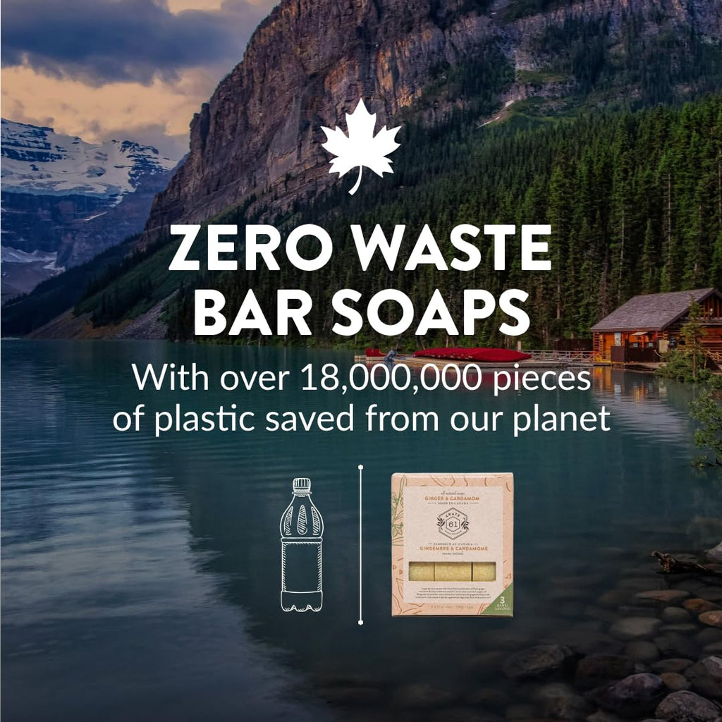 Crate 61 Organics, Handmade in Canada, Plant Based Natural Bar Soap Cold Pressed For Face & Body, w/Premium Essential Oils, For Men & Women 3 Pack (Ginger Cardamom)