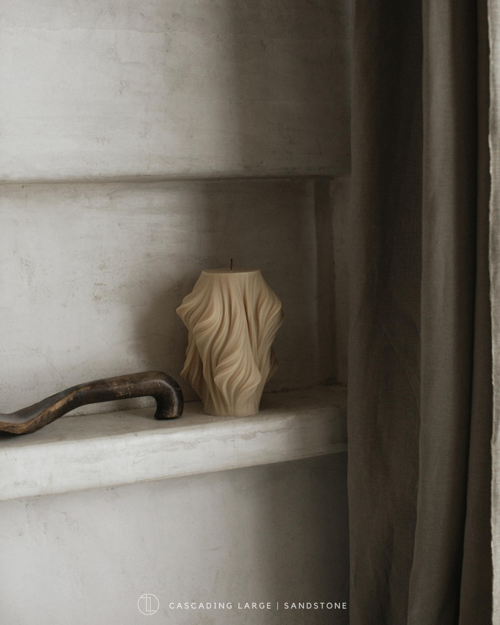 LAWA Cascading Wave Candle - Large Beautiful Handmade Pillar Scented Soy Wax Elegant Bubble Aesthetic Candle Housewarming Gift Home Room Shelf Decor Idea Olive Beige (Large)