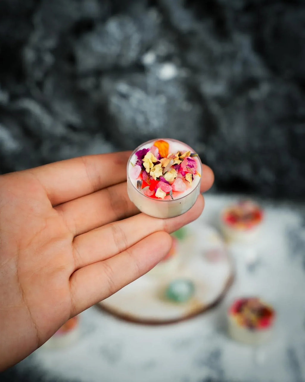 Tealight Soy Candles with Crystals and Herbs, Handmade Energy Candles, Aromatherapy Candles. (Mixed) - Handmade Lifestyle Shop