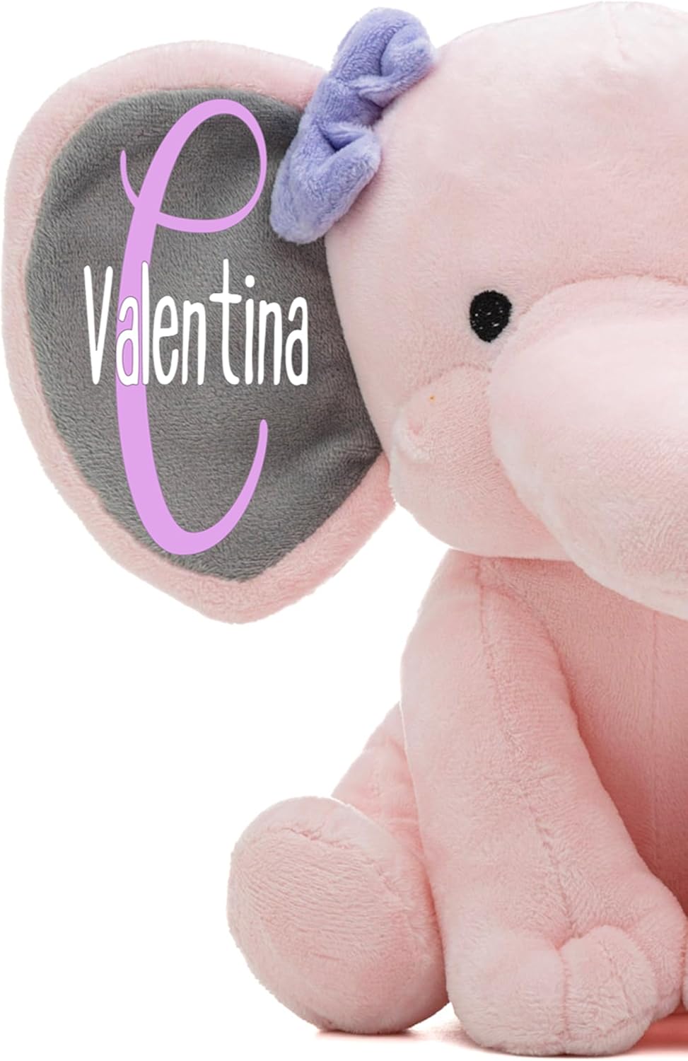 Personalized Elephant Stuffed Animal - Custom Birth Stats Announcement Stuff Elephants Animals for Babies, Baby Shower, Boy, Girl, Newborn, Customized Keepsake Plush Bear Gifts, Pink 9 Inches