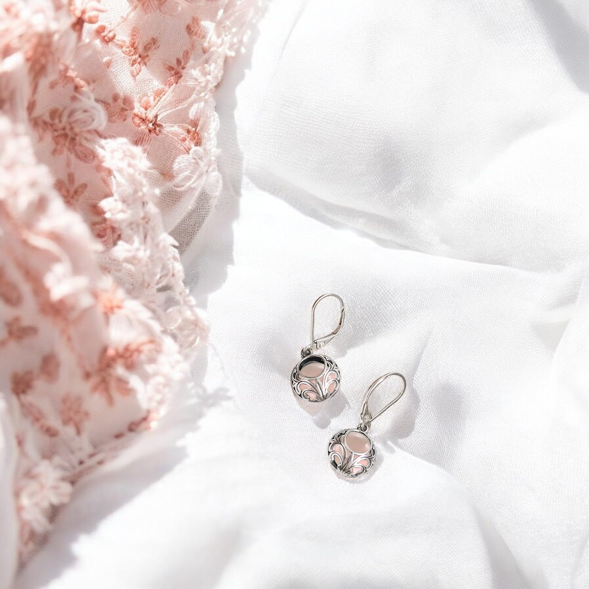 Bottled Up Designs Handmade Vintage Lace Leverback Earrings, Sterling Silver, Eco Friendly, Made in USA, Birthday Gifts, Mothers Day, Women, Anniversary