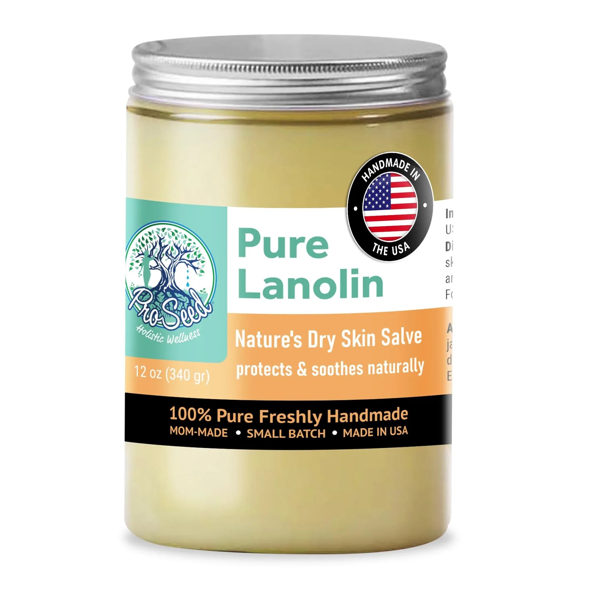 100% Pure Lanolin, Handmade in USA, Unrefined Balm, Dry & Itchy Skin, Cracked Lips, Breastfeeding, Nipple Cream, Baby Care, Moisture-Rich, Nursing Essentials & Petroleum-Free, for Hands, Face & Body - Handmade Lifestyle Shop