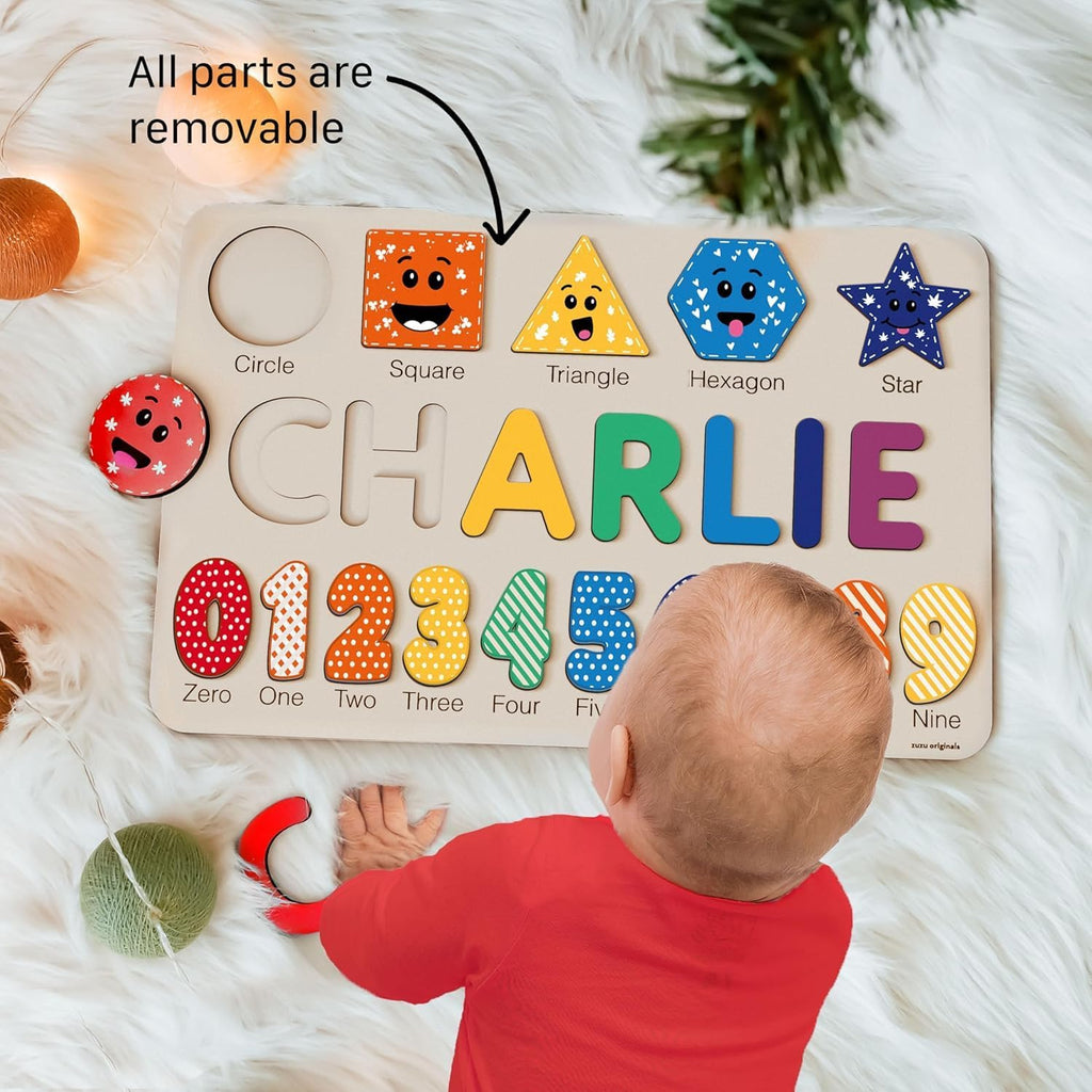Puzzles for Toddlers Boy and Girl, Personalized Name Puzzle, Toy, Gifts for 0 1 2 3 Years Old, Babies Gifts, Baby Shower, Christmas, New Baby, 0 3 6 9 12 24 Months-TSCA,CPC Certified