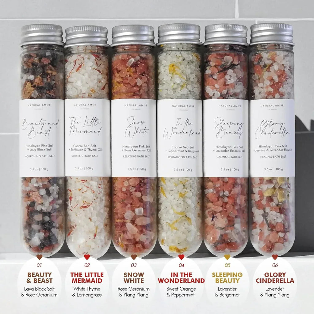 Handmade Bath Salt Gift Set 6 Pack, All Natural, Scented with Essential Oils, Gift for Women - Handmade Lifestyle Shop