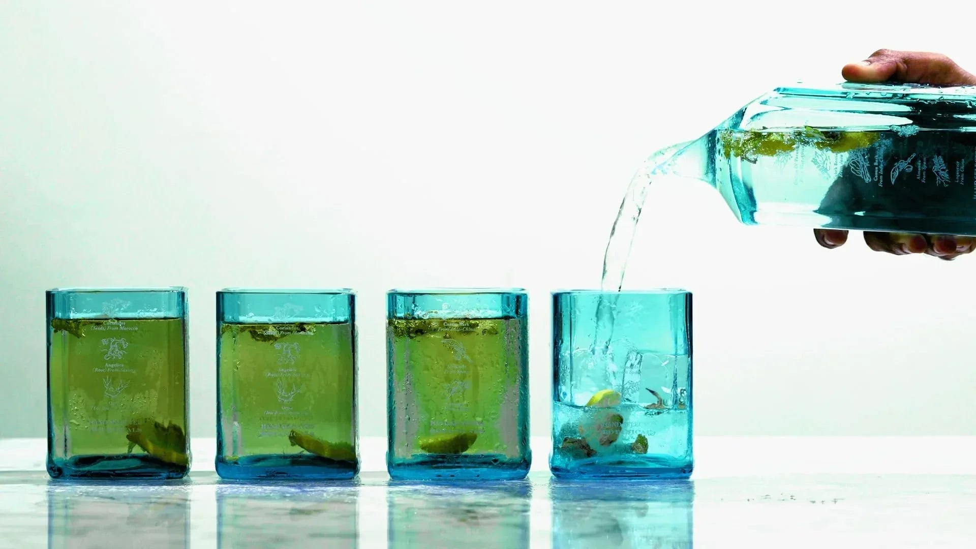 Upcycled Bombay Sapphire Gin Glasses for Drinks - Set of 2 with Velvet Gift Box | Eco-friendly Glassware handcrafted from Gin bottles | Ideal for Gin, Whiskey, Juices, Smoothies, Cocktails - Handmade Lifestyle Shop