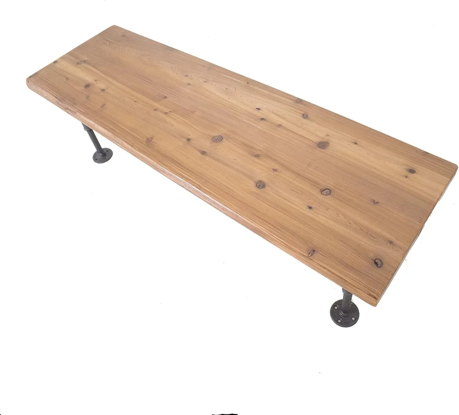 Pipe and Solid Wood Mudroom and Entryway Storage Bench, Solid Wood with Pipe Base by William Roberts Vintage - Handmade Lifestyle Shop