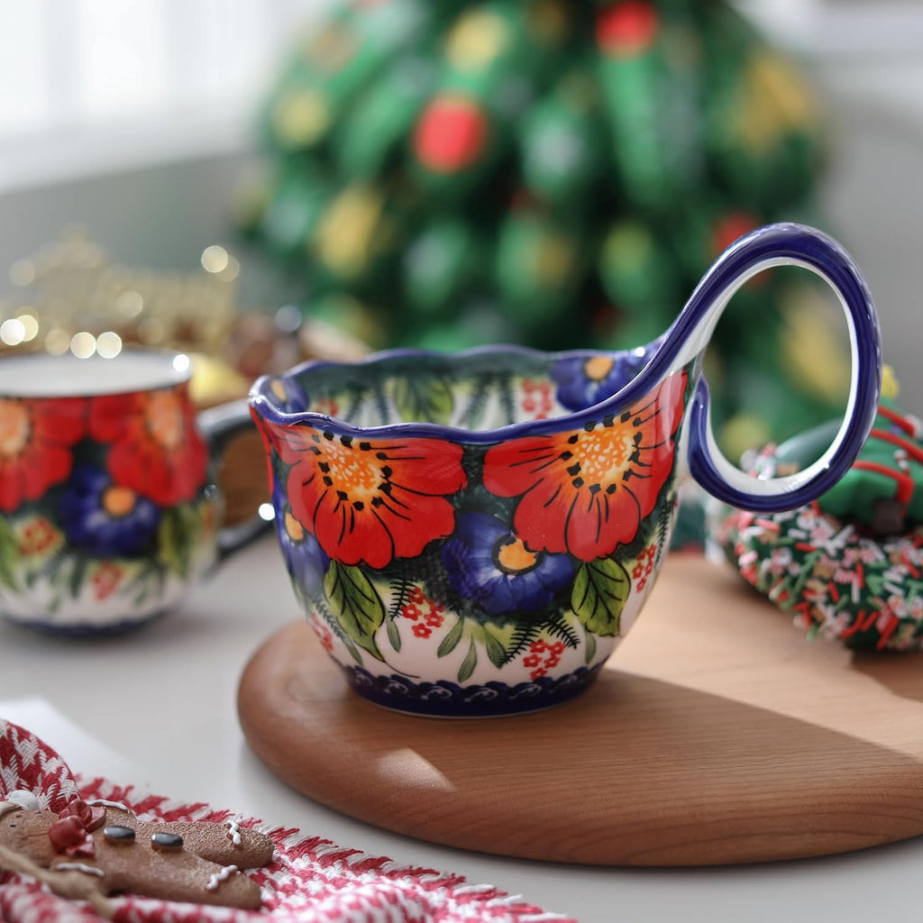 ALMA Handpainted Soup Bowl with Handle, 18.6oz Ceramic Cereal Bowl, Microwave &Dishwasher Safe,Loop Handle Bowl Great for Soup, Chili, Stew, Ice cream