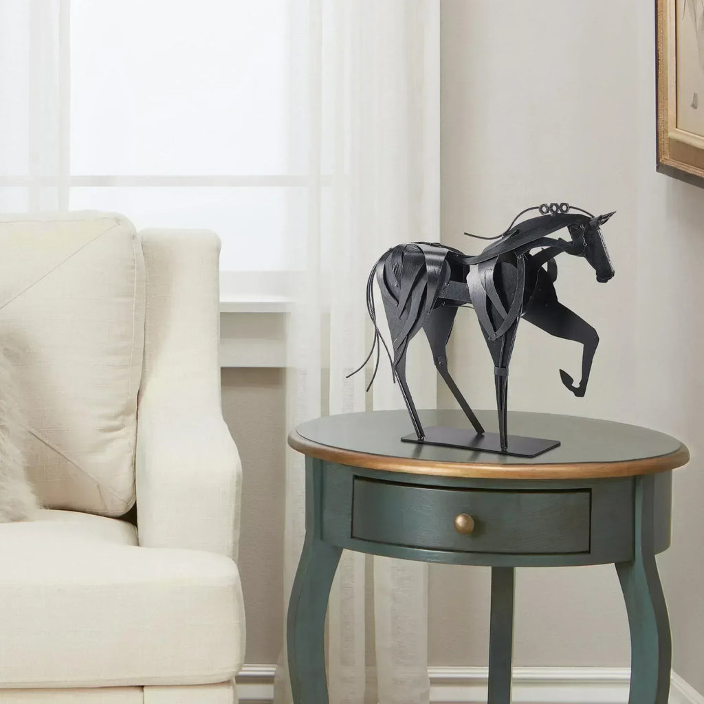 Handmade Metal Horse Statue Decor - Handcrafted & Hand-Painted Sculpture, Unique Rustic Figurine for Home, Office, Desk Decoration (White) - Handmade Lifestyle Shop