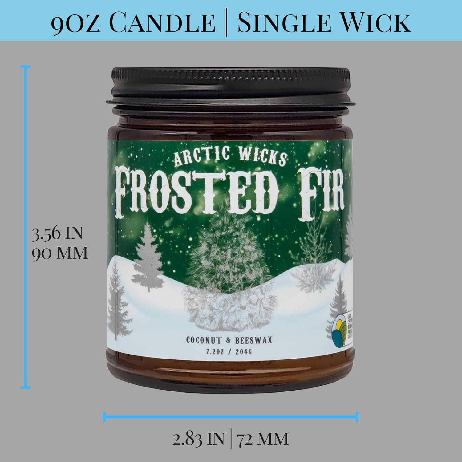 Vanilla Bourbon Candle | Arctic Wicks 9oz Coconut & Beeswax Candles | Scented Non-Toxic Candles for Fall, Winter, Holidays, Gifts For Him, Whiskey Bourbon, Vanilla Candle | USDA Certified Biobased