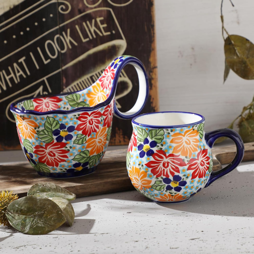 ALMA 12oz Handpainted Microwave Safe Coffee Mug, Unique Ceramic Tea Mug For Girl Friend,Mother, Woman(Assorted Flowers,Medium)