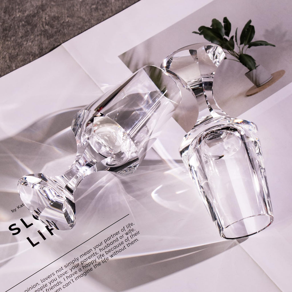 KAMMAK Crystal Whiskey Glasses Set of 2, Handcrafted 7.1oz Old Fashioned Glasses Stemless, Luxury Cocktail Glasses, Hand Blown Scotch Cup for Women, Men Gift for Rocks, Bourbon Barware, Bar