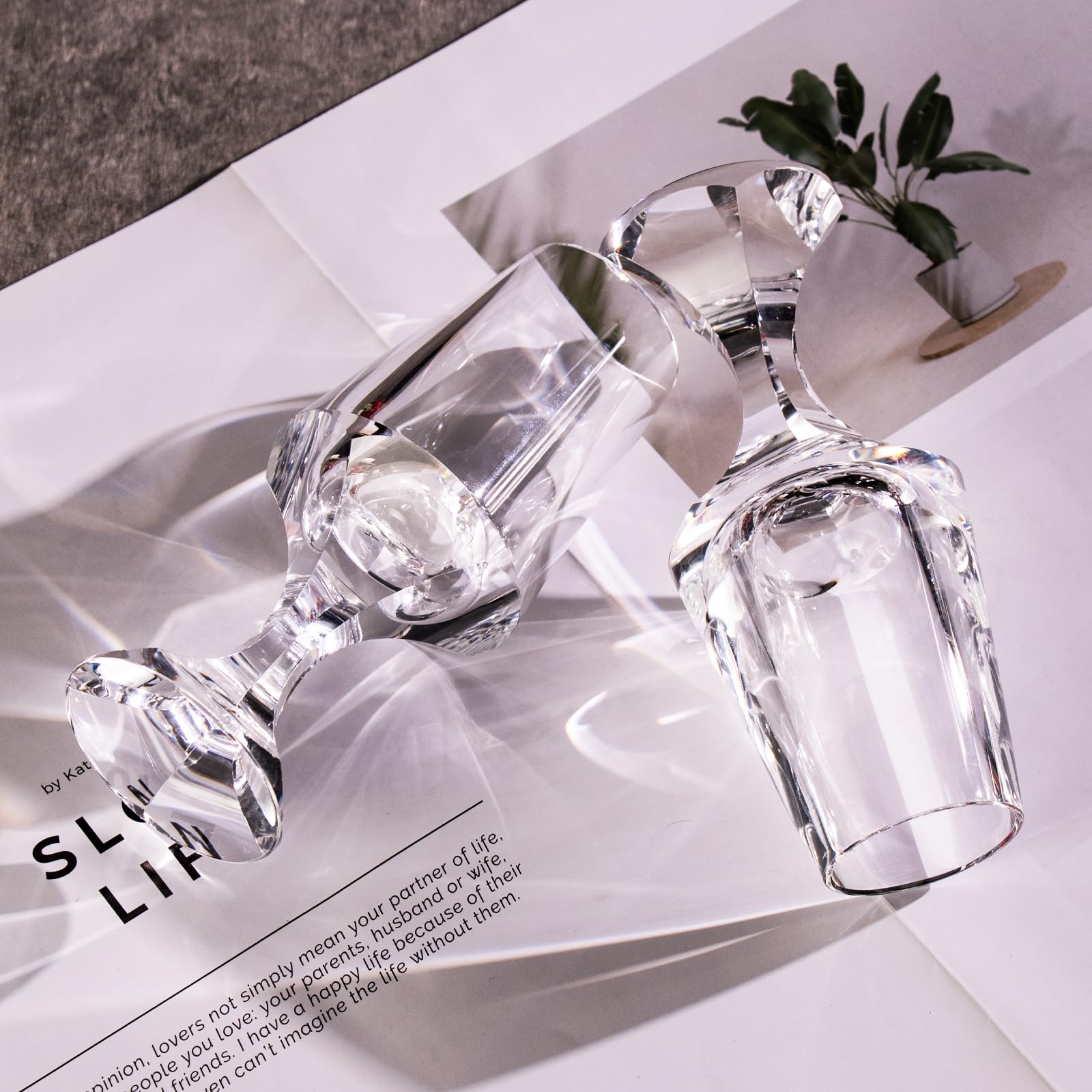 KAMMAK Crystal Whiskey Glasses Set of 2, Handcrafted 7.1oz Old Fashioned Glasses Stemless, Luxury Cocktail Glasses, Hand Blown Scotch Cup for Women, Men Gift for Rocks, Bourbon Barware, Bar