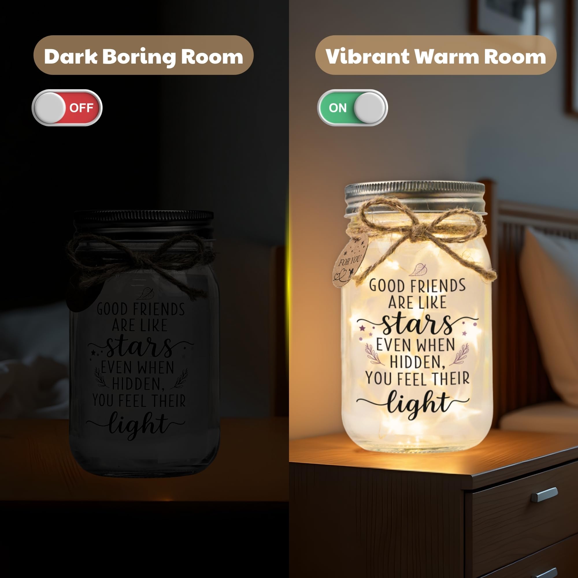 SOLMAY Friendship Gifts for Women – “Good Friends Are Like Stars” Sentimental Keepsake, Best Friend Birthday Gifts for Women Friend, Valentine Gift Idea For Her, Cozy Rustic Home Decor, Ready to Gift