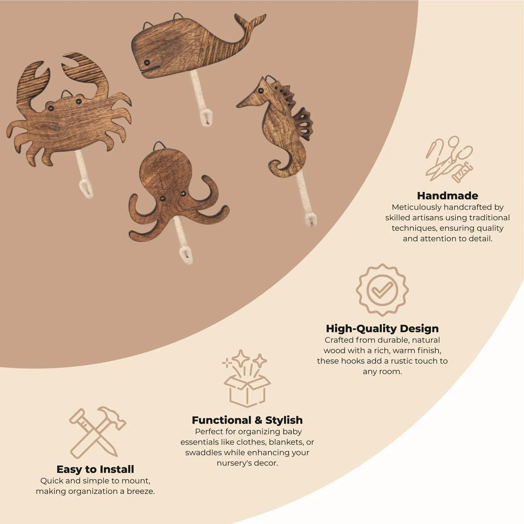 Crane Baby Wooden Safari Wall Decor, Wood Animal Nursery Wall Art, Boho Gender-Neutral Safari Room Decor Elephant 21L X 21W Brown - Handmade Lifestyle Shop