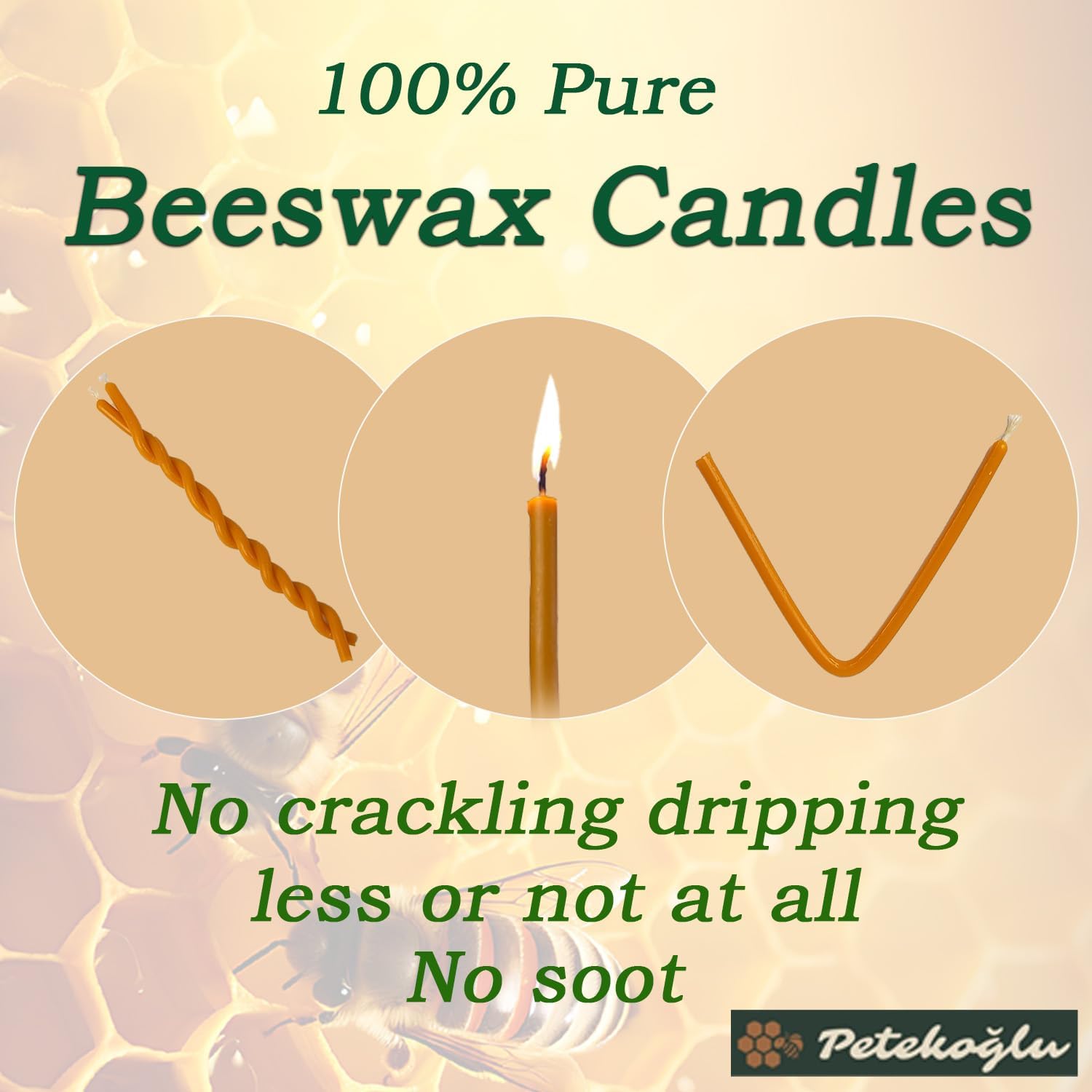 40 Pieces Pure Beeswax Candles - No-Drip, Smoke-Less, Tall, Thin Taper Decorative Candles for Church Prayer, Decor or Birthday Candles – Honey Scented Candles – 7.9”x0.26” (Multicolored)