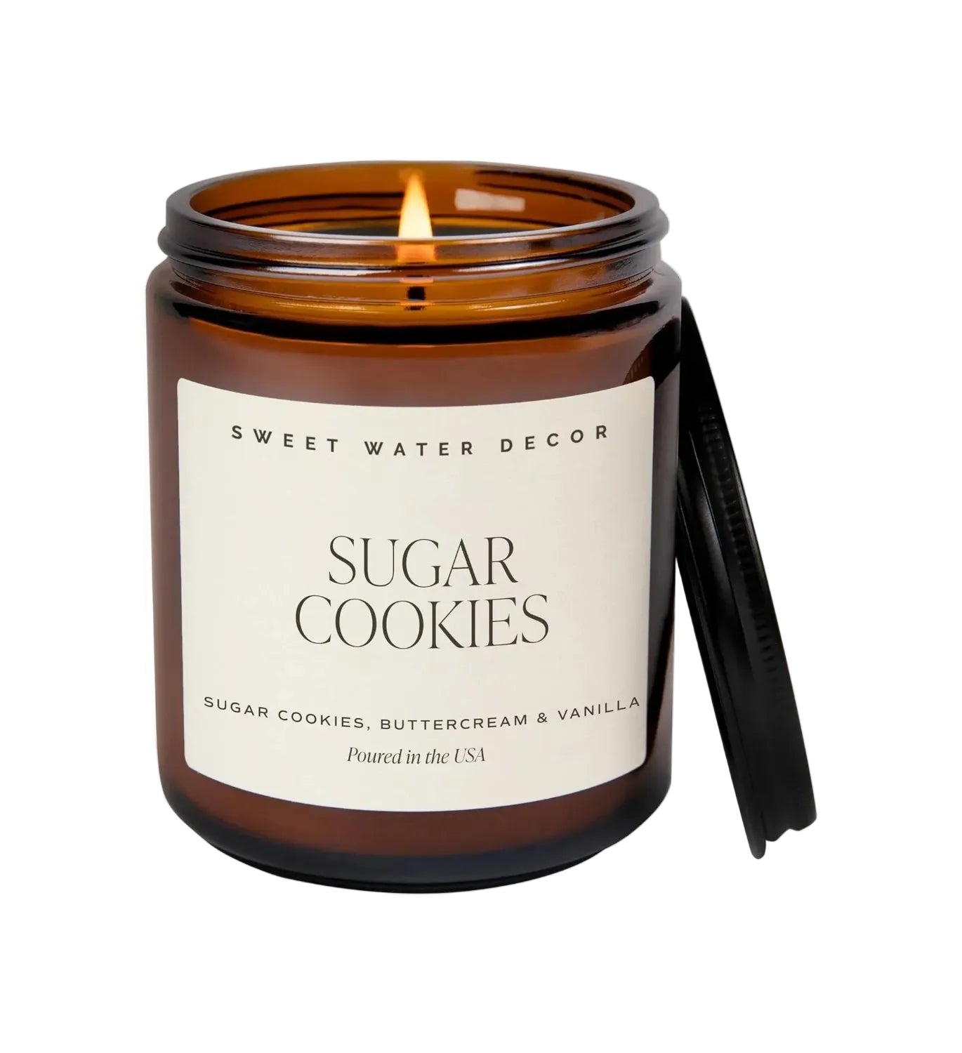 Sweet Water Decor Warm and Cozy Soy Candle - Orange Peel, Cinnamon, Ginger and Clove Scented Candles for Home - 9oz Amber Jar + Black Lid, 40+ Hour Burn Time, Made in The USA - Handmade Lifestyle Shop