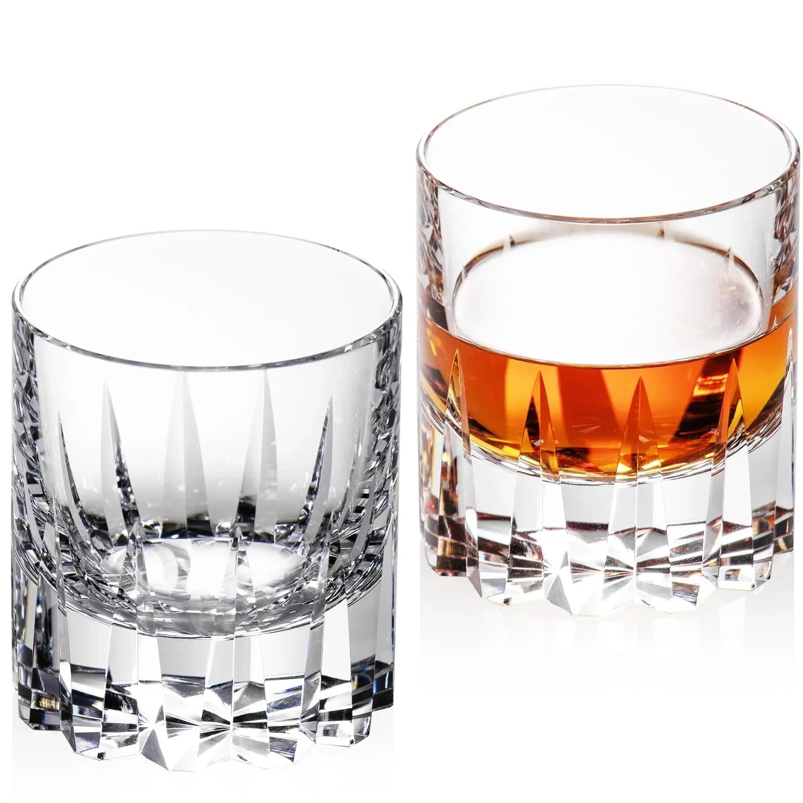 KAMMAK Crystal Whiskey Glasses Set of 2, Handcrafted 7.1oz Old Fashioned Glasses Stemless, Luxury Cocktail Glasses, Hand Blown Scotch Cup for Women, Men Gift for Rocks, Bourbon Barware, Bar - Handmade Lifestyle Shop